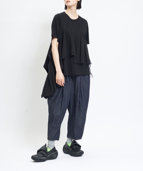 gomme(ゴム)の「ミックスT(Tシャツ/カットソー・レディース・チャコールグレー/ブラック/パープル/ホワイト・MEDIUM)」の6枚目の写真