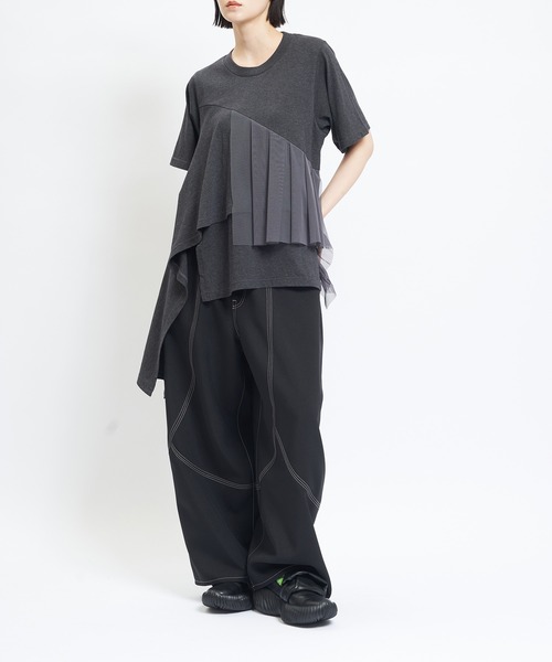 gomme(ゴム)の「ミックスT(Tシャツ/カットソー・レディース・チャコールグレー/ブラック/パープル/ホワイト・MEDIUM)」の13枚目の写真