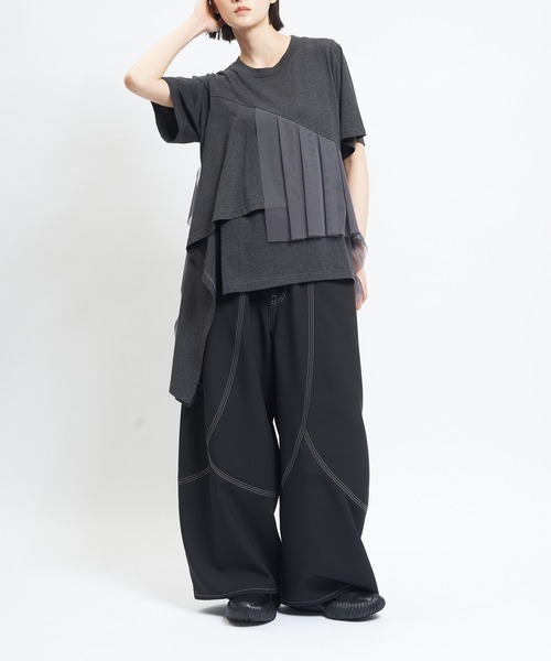 gomme(ゴム)の「ミックスT(Tシャツ/カットソー・レディース・チャコールグレー/ブラック/パープル/ホワイト・MEDIUM)」の15枚目の写真