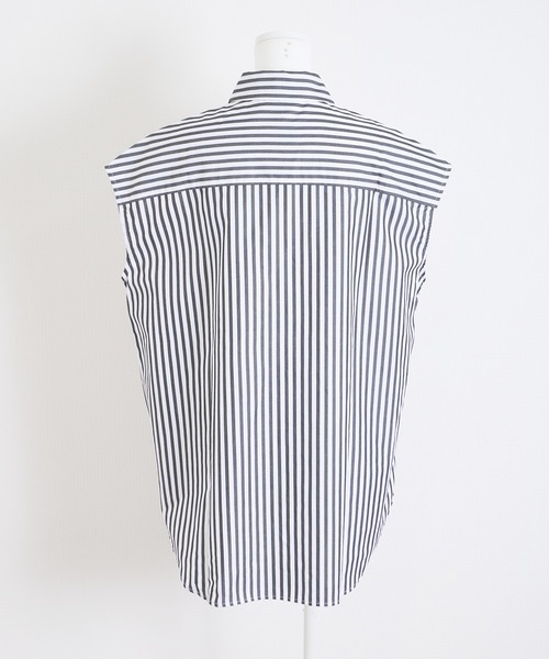 THE FLATS（ザフラッツ）の「ST: THE FLATS  N/S SHIRT / ノースリーブ シャツ（シャツ/ブラウス・レディース・カーキ/ブラック/レッド・FREE）」の4枚目の写真