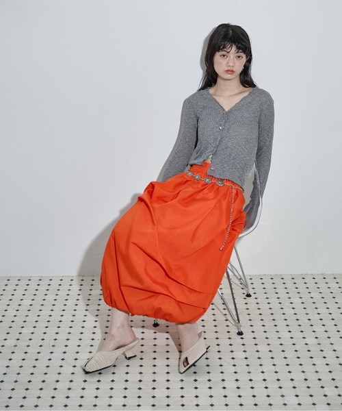 THE YOn(ザヨン)の「アシメタックデザインバルーンミモレスカート(スカート・レディース・ブラック/オフホワイト/オレンジ・FREE)」の15枚目の写真