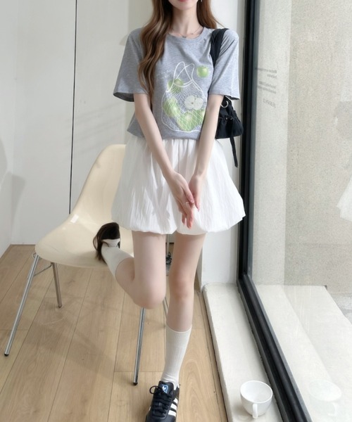 Ada.（エイダ）の「ラフランスプリント 半袖Tシャツ（Tシャツ/カットソー・レディース・ホワイト/グレー/オートミール・FREE）」の11枚目の写真
