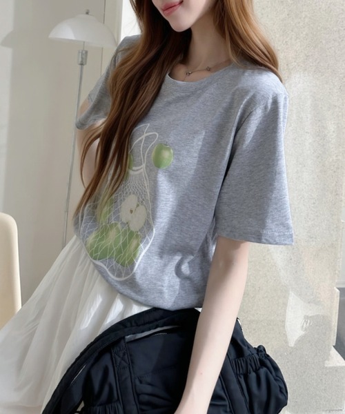 Ada.（エイダ）の「ラフランスプリント 半袖Tシャツ（Tシャツ/カットソー・レディース・ホワイト/グレー/オートミール・FREE）」の17枚目の写真