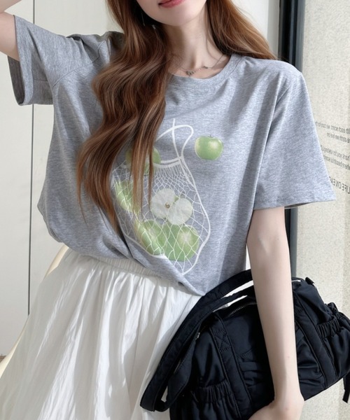 Ada.（エイダ）の「ラフランスプリント 半袖Tシャツ（Tシャツ/カットソー・レディース・ホワイト/グレー/オートミール・FREE）」の19枚目の写真