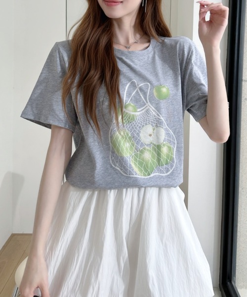 Ada.（エイダ）の「ラフランスプリント 半袖Tシャツ（Tシャツ/カットソー・レディース・ホワイト/グレー/オートミール・FREE）」の20枚目の写真