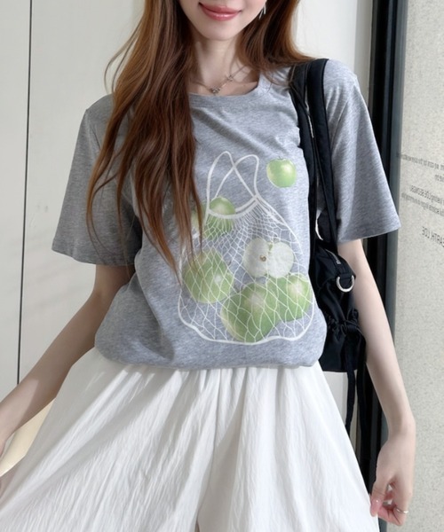 Ada.（エイダ）の「ラフランスプリント 半袖Tシャツ（Tシャツ/カットソー・レディース・ホワイト/グレー/オートミール・FREE）」の21枚目の写真