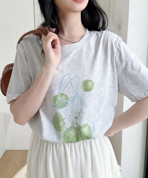 Ada.（エイダ）の「ラフランスプリント 半袖Tシャツ（Tシャツ/カットソー・レディース・ホワイト/グレー/オートミール・FREE）」の14枚目の写真