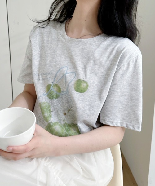 Ada.（エイダ）の「ラフランスプリント 半袖Tシャツ（Tシャツ/カットソー・レディース・ホワイト/グレー/オートミール・FREE）」の15枚目の写真