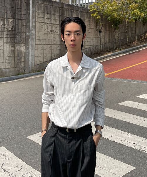 ADDSLOW（アドスロー）の「Stripe Pocket Shirt (White)（シャツ/ブラウス・レディース・その他・0/1/2）」の2枚目の写真