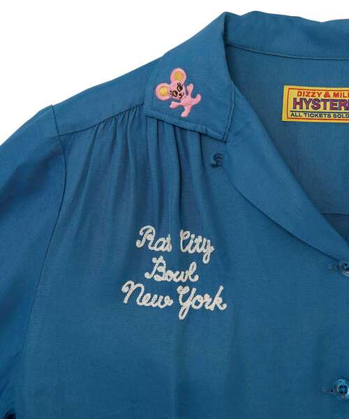 HYSTERIC GLAMOUR（ヒステリックグラマー）の「RAT CITY BOWL刺繍 ボーリングシャツ（シャツ/ブラウス・レディース・ブルー/ブラック/ピンク・MEDIUM/SMALL）」の9枚目の写真