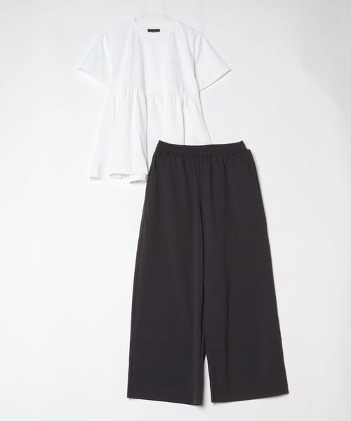 THOUSAND MILE（サウザンドマイル）の「THOUSAND MILE/サウザンドマイル　ギャザーウエストTEE＆ワイドパンツ セットアップ　GATHERED WAIST TEE&WIDE PANTS SET（セットアップ・レディース・ブラック/ブラウン/ホワイト×ブラック・FREE）」の17枚目の写真