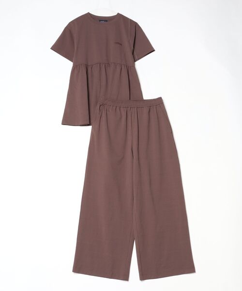 THOUSAND MILE（サウザンドマイル）の「THOUSAND MILE/サウザンドマイル　ギャザーウエストTEE＆ワイドパンツ セットアップ　GATHERED WAIST TEE&WIDE PANTS SET（セットアップ・レディース・ブラック/ブラウン/ホワイト×ブラック・FREE）」の21枚目の写真