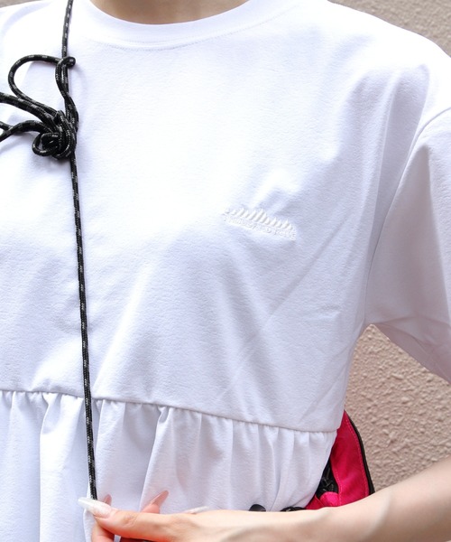 THOUSAND MILE（サウザンドマイル）の「THOUSAND MILE/サウザンドマイル　ギャザーウエストTEE＆ワイドパンツ セットアップ　GATHERED WAIST TEE&WIDE PANTS SET（セットアップ・レディース・ブラック/ブラウン/ホワイト×ブラック・FREE）」の6枚目の写真