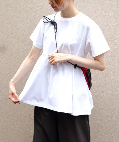 THOUSAND MILE（サウザンドマイル）の「THOUSAND MILE/サウザンドマイル　ギャザーウエストTEE＆ワイドパンツ セットアップ　GATHERED WAIST TEE&WIDE PANTS SET（セットアップ・レディース・ブラック/ブラウン/ホワイト×ブラック・FREE）」の11枚目の写真