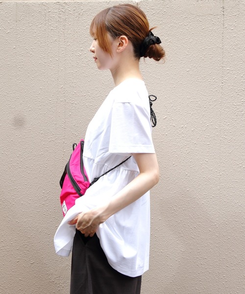 THOUSAND MILE（サウザンドマイル）の「THOUSAND MILE/サウザンドマイル　ギャザーウエストTEE＆ワイドパンツ セットアップ　GATHERED WAIST TEE&WIDE PANTS SET（セットアップ・レディース・ブラック/ブラウン/ホワイト×ブラック・FREE）」の12枚目の写真