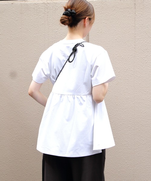 THOUSAND MILE（サウザンドマイル）の「THOUSAND MILE/サウザンドマイル　ギャザーウエストTEE＆ワイドパンツ セットアップ　GATHERED WAIST TEE&WIDE PANTS SET（セットアップ・レディース・ブラック/ブラウン/ホワイト×ブラック・FREE）」の14枚目の写真
