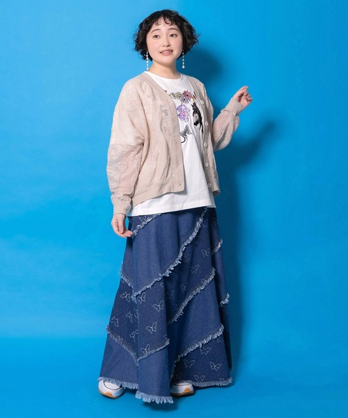 ScoLar（スカラー）の「161660：宇宙×海 オリジナルレースカーディガン（カーディガン/ボレロ・レディース・チャコールグレー/グレー/ブルー・M）」の19枚目の写真