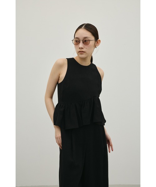 STYLEMIXER(スタイルミキサー)の「リネンミックスフリルオールインワン(つなぎ/オールインワン・レディース・ブラック/ライトベージュ・SMALL/MEDIUM)」の7枚目の写真