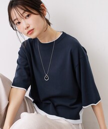 【洗える】バイカラーボクシーシルエットニット