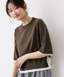 【洗える】バイカラーボクシーシルエットニット