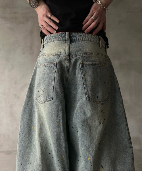 WISH FOR EVER(ウィッシュフォーエバー)の「【 2color / 3size 】PAINT WIDE DENIM PANTS/ペイントワイドデニムパンツ(デニムパンツ・メンズ・ブラック/インディゴブルー・SMALL/MEDIUM/LARGE)」の19枚目の写真