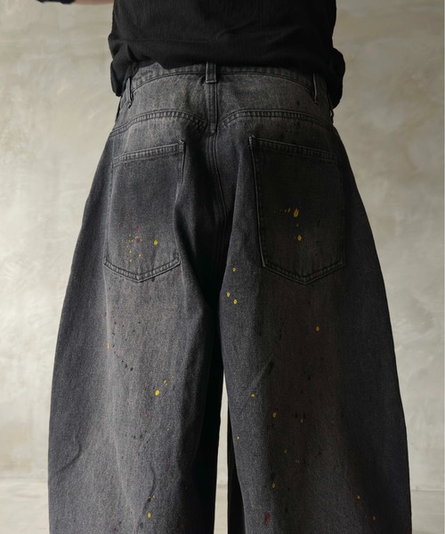 WISH FOR EVER(ウィッシュフォーエバー)の「【 2color / 3size 】PAINT WIDE DENIM PANTS/ペイントワイドデニムパンツ(デニムパンツ・メンズ・ブラック/インディゴブルー・SMALL/MEDIUM/LARGE)」の10枚目の写真