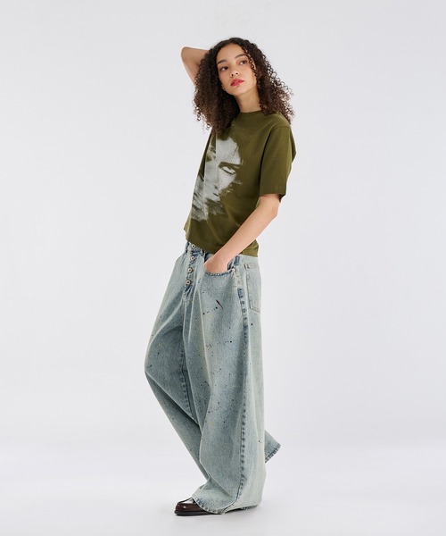 WISH FOR EVER(ウィッシュフォーエバー)の「【 2color / 3size 】PAINT WIDE DENIM PANTS/ペイントワイドデニムパンツ(デニムパンツ・メンズ・ブラック/インディゴブルー・SMALL/MEDIUM/LARGE)」の21枚目の写真