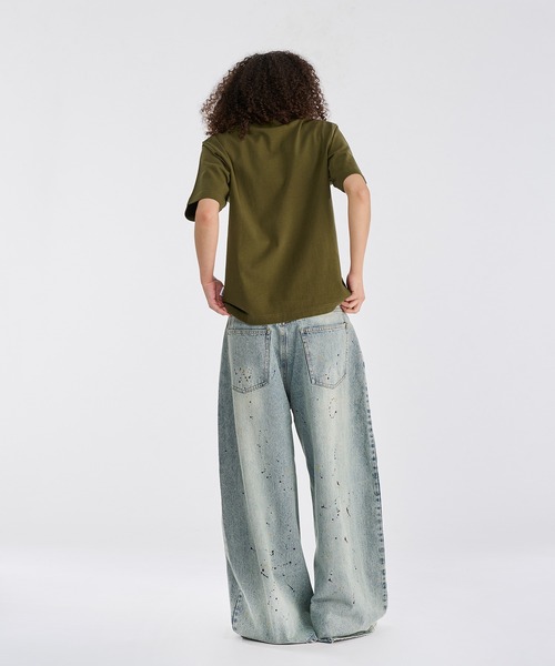 WISH FOR EVER(ウィッシュフォーエバー)の「【 2color / 3size 】PAINT WIDE DENIM PANTS/ペイントワイドデニムパンツ(デニムパンツ・メンズ・ブラック/インディゴブルー・SMALL/MEDIUM/LARGE)」の22枚目の写真