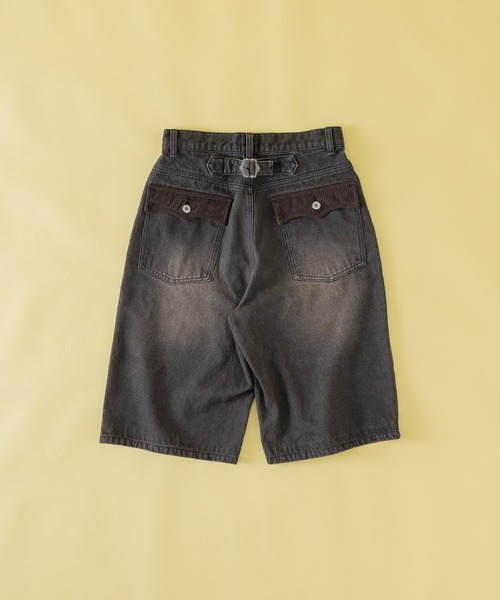Zooodle(ズードル)の「Cord flap denim shorts - コーデュロイフラップデニムショーツ-(デニムパンツ・メンズ・インディゴブルー/ブラック・MEDIUM/LARGE)」の7枚目の写真