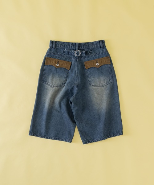 Zooodle(ズードル)の「Cord flap denim shorts - コーデュロイフラップデニムショーツ-(デニムパンツ・メンズ・インディゴブルー/ブラック・MEDIUM/LARGE)」の3枚目の写真