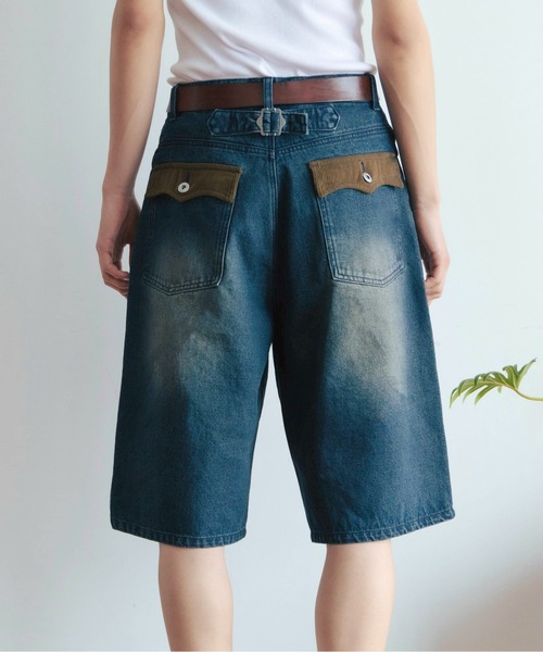 Zooodle(ズードル)の「Cord flap denim shorts - コーデュロイフラップデニムショーツ-(デニムパンツ・メンズ・インディゴブルー/ブラック・MEDIUM/LARGE)」の15枚目の写真