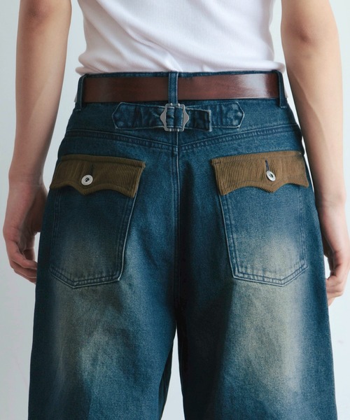 Zooodle(ズードル)の「Cord flap denim shorts - コーデュロイフラップデニムショーツ-(デニムパンツ・メンズ・インディゴブルー/ブラック・MEDIUM/LARGE)」の16枚目の写真
