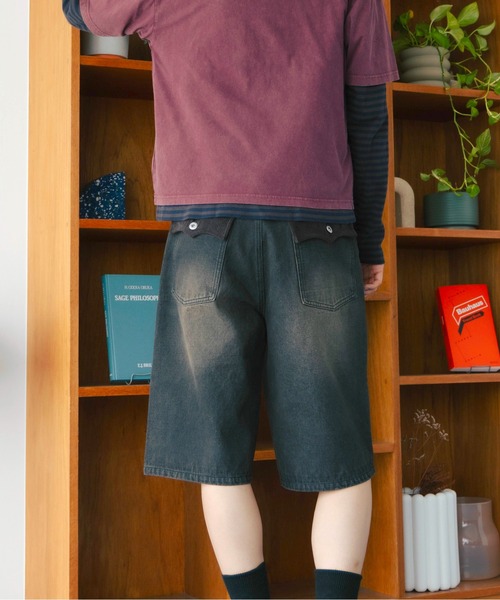 Zooodle(ズードル)の「Cord flap denim shorts - コーデュロイフラップデニムショーツ-(デニムパンツ・メンズ・インディゴブルー/ブラック・MEDIUM/LARGE)」の5枚目の写真