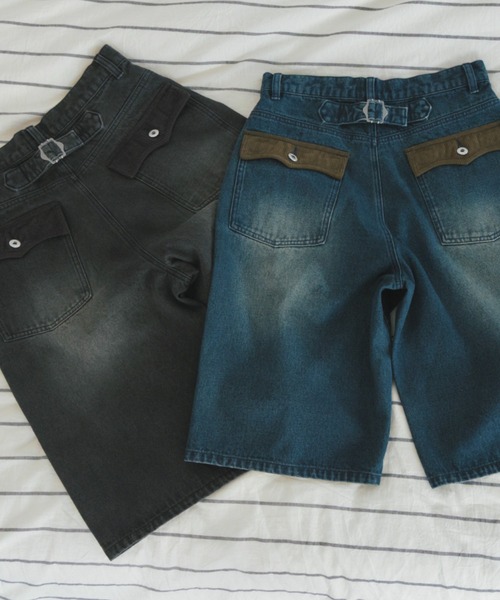 Zooodle(ズードル)の「Cord flap denim shorts - コーデュロイフラップデニムショーツ-(デニムパンツ・メンズ・インディゴブルー/ブラック・MEDIUM/LARGE)」の5枚目の写真