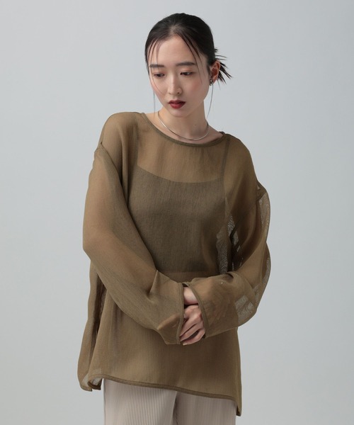 LEPSIM(レプシィム)の「2WAYメッシュ長袖ブラウス 647568(シャツ/ブラウス・レディース・ブラウン/ブラック/アイボリー・FREE)」の10枚目の写真