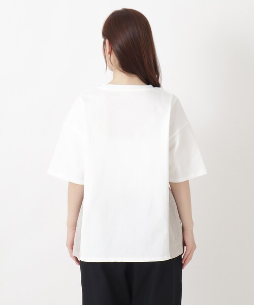 one'sterrace(ワンズテラス)の「パッチワーク5分袖プルオーバー(Tシャツ/カットソー・レディース・ブラック系8/ライトグリーン系/アイボリー系8・02)」の6枚目の写真
