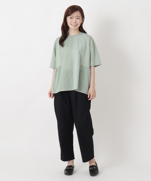 one'sterrace(ワンズテラス)の「パッチワーク5分袖プルオーバー(Tシャツ/カットソー・レディース・ブラック系8/ライトグリーン系/アイボリー系8・02)」の14枚目の写真