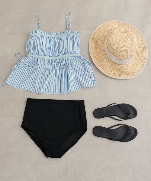 natural couture(ナチュラルクチュール)の「【水着】ペプラムキャミ+ショーツSET(水着・レディース・ブラック/ブルー系その他/ベージュ/ホワイト系その他・FREE)」の15枚目の写真