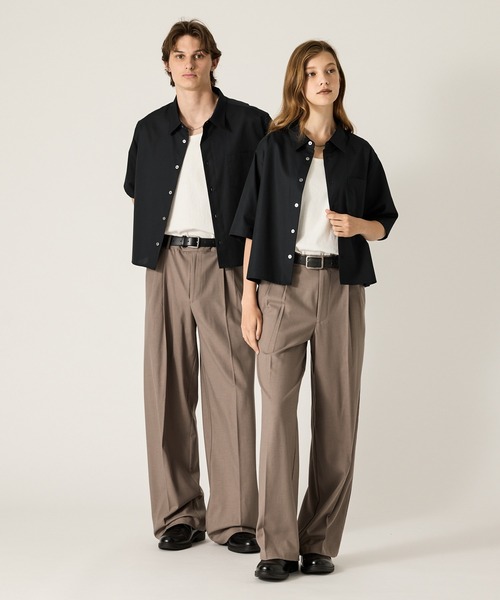 CLEL（クレイル）の「【CLEL】Royal Oxford Short Sleeve Cropped Shirt / ロイヤルオックスフォード 半袖クロップドシャツ（シャツ/ブラウス・メンズ・ホワイト/グレー系/サックスブルー/ブラック・XS/S/M/L）」の6枚目の写真