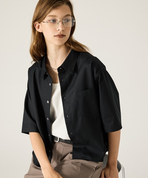 CLEL（クレイル）の「【CLEL】Royal Oxford Short Sleeve Cropped Shirt / ロイヤルオックスフォード 半袖クロップドシャツ（シャツ/ブラウス・メンズ・ホワイト/グレー系/サックスブルー/ブラック・XS/S/M/L）」の16枚目の写真