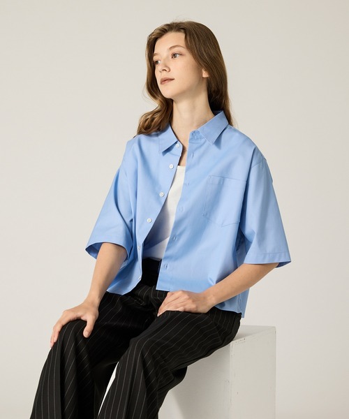CLEL（クレイル）の「【CLEL】Royal Oxford Short Sleeve Cropped Shirt / ロイヤルオックスフォード 半袖クロップドシャツ（シャツ/ブラウス・メンズ・ホワイト/グレー系/サックスブルー/ブラック・XS/S/M/L）」の17枚目の写真