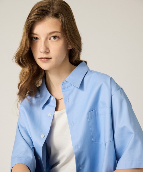 CLEL（クレイル）の「【CLEL】Royal Oxford Short Sleeve Cropped Shirt / ロイヤルオックスフォード 半袖クロップドシャツ（シャツ/ブラウス・メンズ・ホワイト/グレー系/サックスブルー/ブラック・XS/S/M/L）」の18枚目の写真