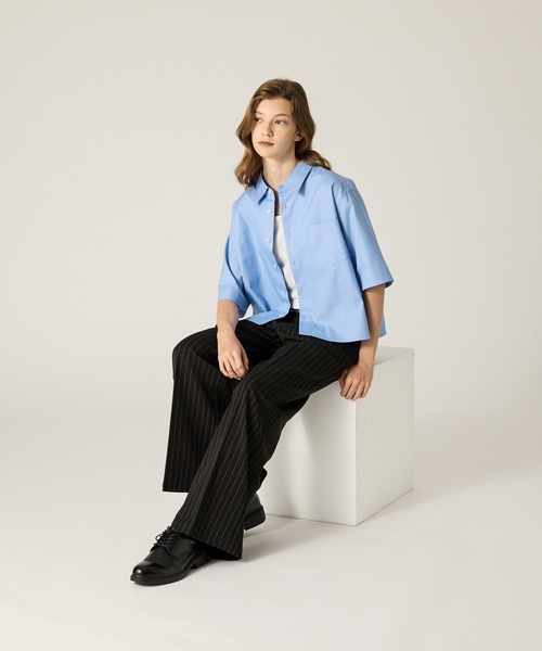 CLEL（クレイル）の「【CLEL】Royal Oxford Short Sleeve Cropped Shirt / ロイヤルオックスフォード 半袖クロップドシャツ（シャツ/ブラウス・メンズ・ホワイト/グレー系/サックスブルー/ブラック・XS/S/M/L）」の20枚目の写真