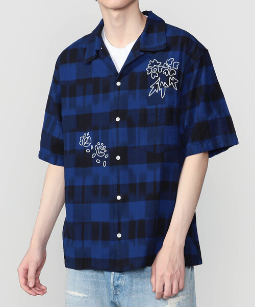 NOMARHYTHM TEXTILE | コットン 刺繍オープンカラー半袖シャツ MEN