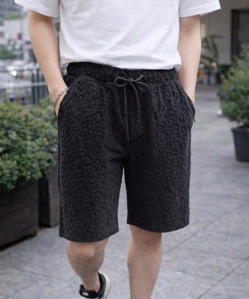 VIBGYOR（ヴィブジョー）の「【Bls】 【ZM】【Bling Leads】レオパード柄 パイルショートパンツ(BL)（その他パンツ・メンズ・ブラック/チャコールグレー・LARGE）」の2枚目の写真