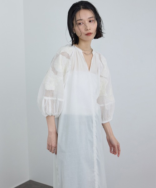 SALON adam et rope' レースワンピース WEB限定】ネット刺繍レースワンピース（ワンピース）｜SALON adam et