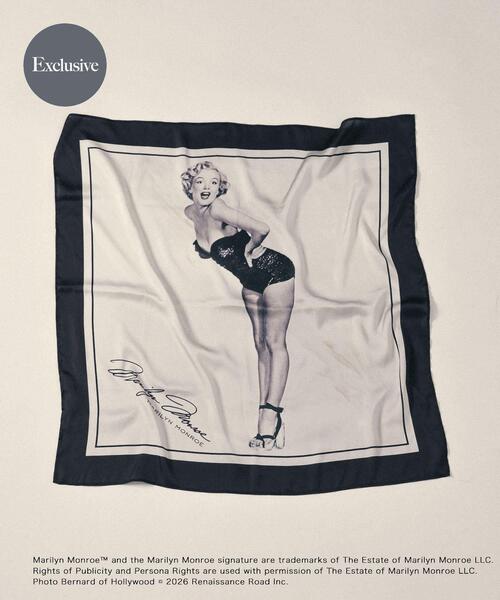 SENSE OF PLACE by URBAN RESEARCH(センスオブプレイスバイアーバンリサーチ)の「『別注』MARILYNMONROE×SENSE OF PLACE プリントスカーフ(バンダナ/スカーフ・レディース・ブラック/グリーン・ONE)」の1枚目の写真