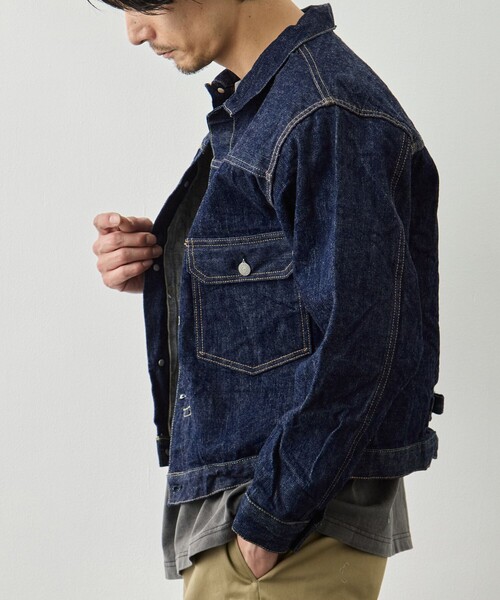 orSlow(オアスロウ)の「【orSlow/オアスロウ】TYPE1 40S PLEATED FRONT BLOUSE(デニムジャケット・メンズ・ダークインディゴブルー・M/L)」の3枚目の写真