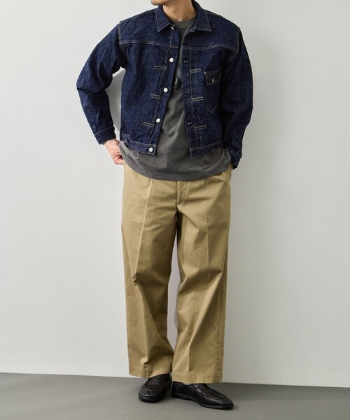 orSlow(オアスロウ)の「【orSlow/オアスロウ】TYPE1 40S PLEATED FRONT BLOUSE(デニムジャケット・メンズ・ダークインディゴブルー・M/L)」の5枚目の写真