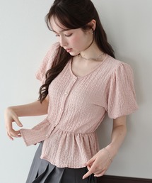 BLUEEAST | 《新色追加》バルーンスリーブペプラムトップス(Tシャツ/カットソー)